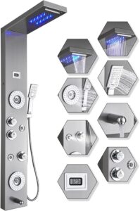 ELLO&ALLO Stainless Steel Shower Panel Tower System Img