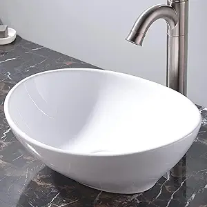 KINGO HOME Above Counter White Porcelain Ceramic Bathroom Vessel Sink Img