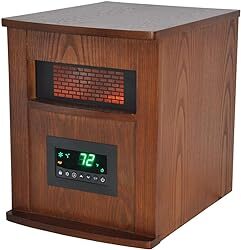 LifeSmart 6-Element Quartz Wood Cabinet Remote Infrared Heater Img