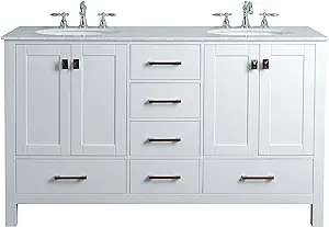 Stufurhome GM-6412-60PW-CR 60-Inch Malibu Pure White Double Sink Bathroom Vanity Img