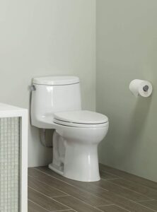 Toto MS604114CEFG#01 UltraMax II One-Piece Elongated 1.28 GPF Universal Height Toilet with CEFIONTECT, Cotton White Img