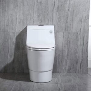 WoodBridge T-0001, Dual Flush Elongated One Piece Toilet 2 Img