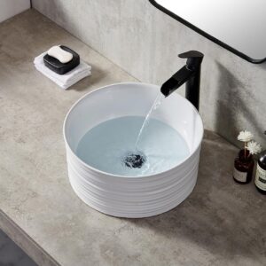 KINGO HOME Above Counter White Porcelain Ceramic Bathroom Vessel Sink Img