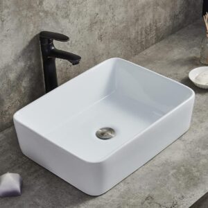 Modern Porcelain Above Counter White Ceramic Bathroom Vessel Sink Img